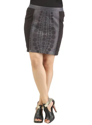 Women Designer Laser Printing Fitted Leather Skirt