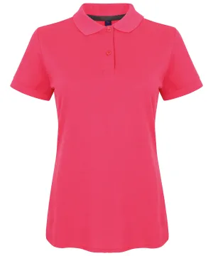 Womens micro-fine piqu polo shirt | Fuchsia