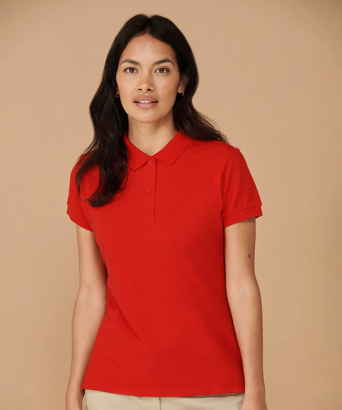 Womens micro-fine piqu polo shirt | Fuchsia