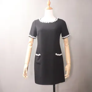 Women's Tailor Custom Made Pearl Jewellery Decoration Dress Black