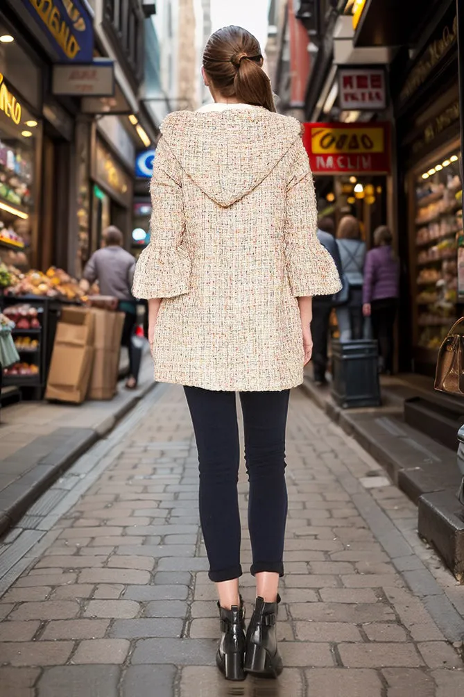 XANTHE FRONT TIE HOODI COAT (IVORY)-CVJ1966