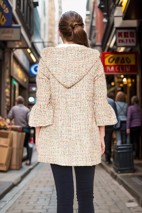 XANTHE FRONT TIE HOODI COAT (IVORY)-CVJ1966